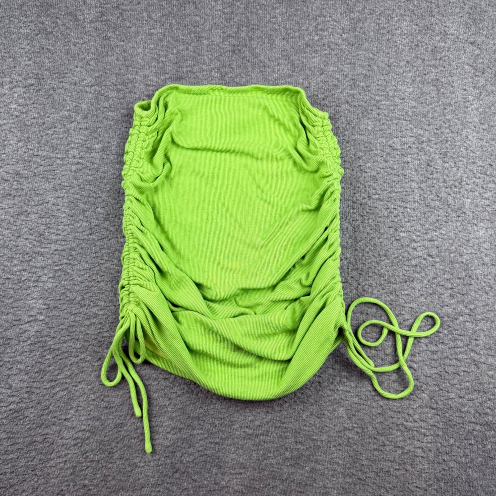 Princess‎ Polly Tube Top Women's 4 Lime Green Ruched Ribbed Strapless Crop Top